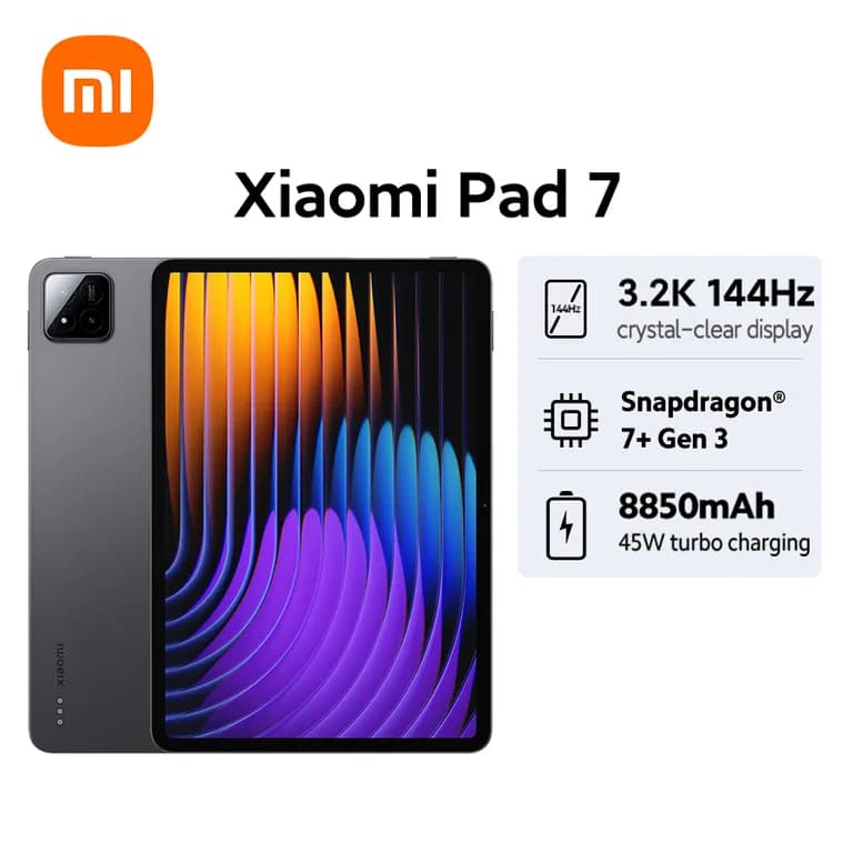 Tablet Pad 7 8+256GB Negro 3.2K y 144 Hz Snapdragon 7 Gen 3 8850 mAh