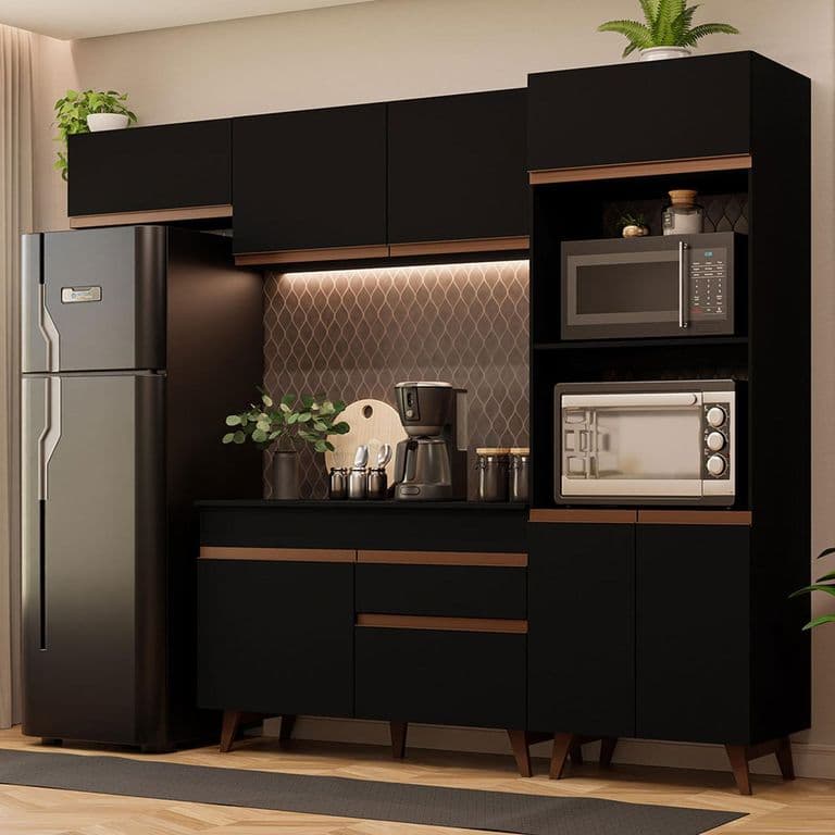 Kit Muebles de Cocina Reims 260 cm 08 Negro 260x52x210 cm