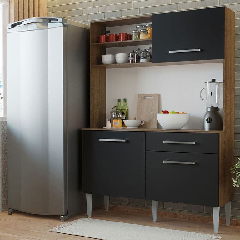 Kit Muebles de Cocina Life 120 cm Marron/Negro 120x38x168 cm