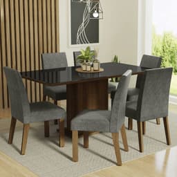 Juego de Comedor Alexis con 6 Sillas Marron/Negro/Silver 160x90x80 cm