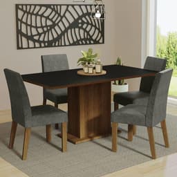Juego de Comedor Keila con 4 Sillas Marron/Negro/Silver 160x90x79 cm
