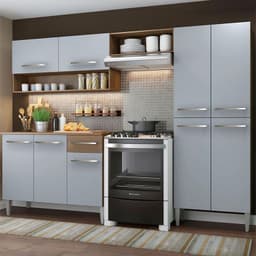 Kit Muebles de Cocina Emilly Pop 229 cm Marron/Gris 229x44x186 cm