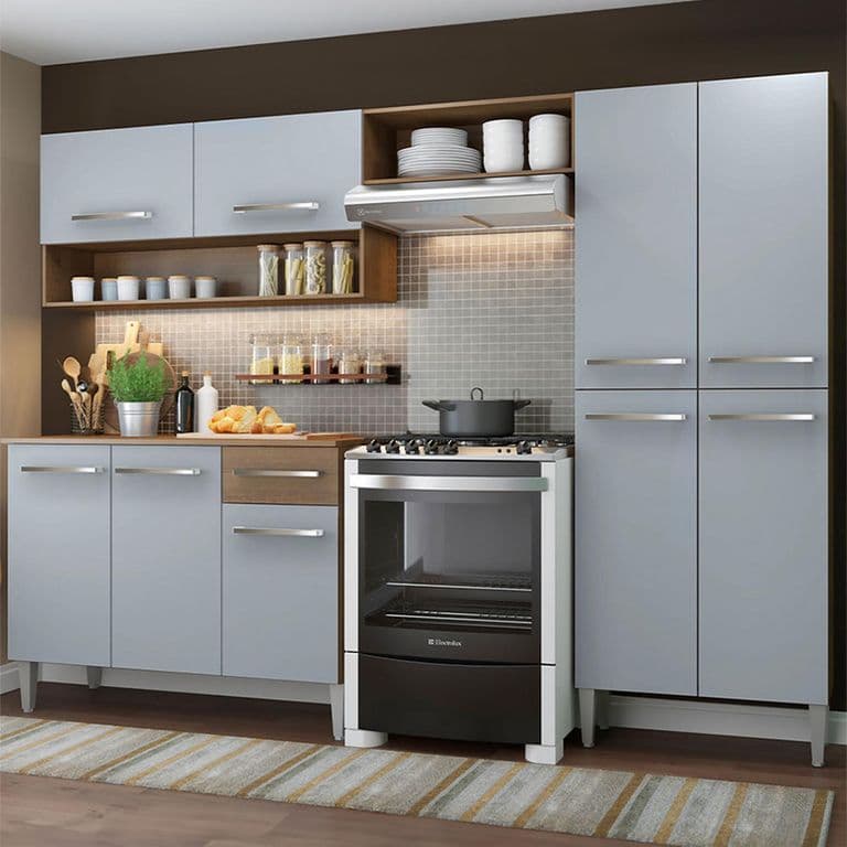 Kit Muebles de Cocina Emilly Pop 229 cm Marron/Gris 229x44x186 cm