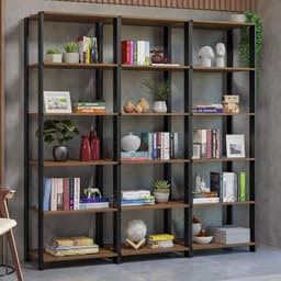 Estante Librero 177 cm 15 Repisas Marron/Negro 177x45x180 cm