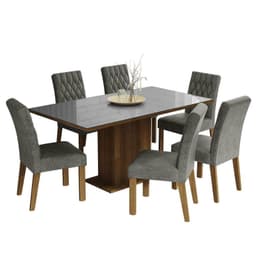 Juego de Comedor Georgia con 6 Sillas Marron/Gris/Silver 160x90x80 cm