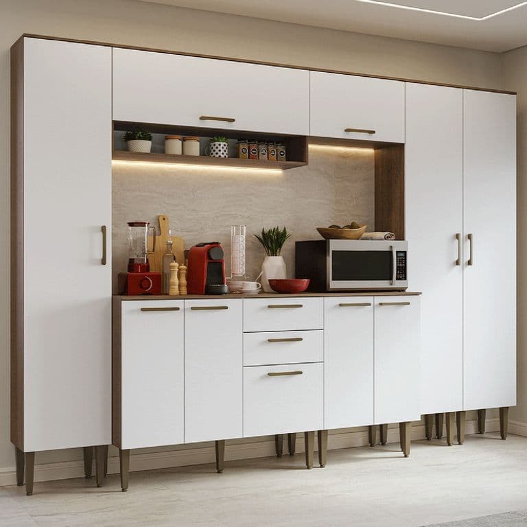 Kit Muebles de Cocina Lille 285 cm Marron/Blanco 285x44x205 cm