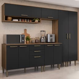 Kit Muebles de Cocina Lille 245 cm Marron/Negro 245x44x205 cm