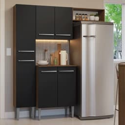 Kit Muebles de Cocina Emilly 156 cm 03 Marron/Negro 156x44x186 cm