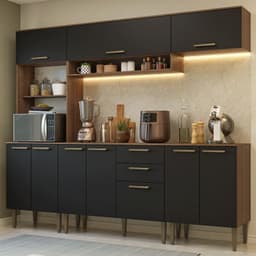 Kit Muebles de Cocina Lille 225 cm Marron/Negro 225x44x205 cm
