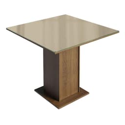 Mesa de Comedor 5363 con Vidrio Cuadrada Marron/Crema 90x90x78 cm