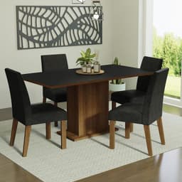 Juego de Comedor Keila con 4 Sillas Marron/Negro/Oxford 160x90x79 cm