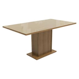 Mesa de Comedor 5275 con Vidrio Rectangular Marron/Crema 160x90x80 cm