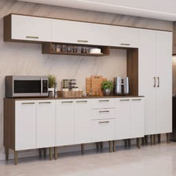 Kit Muebles de Cocina Lille 305 cm Marron/Blanco 305x44x205 cm