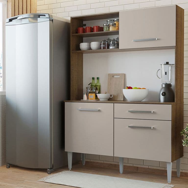 Kit Muebles de Cocina Life 120 cm Marron/Crema 120x38x168 cm