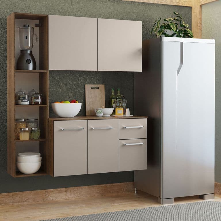 Kit Muebles de Cocina Easy 120 cm Marron/Crema 120x36x136 cm