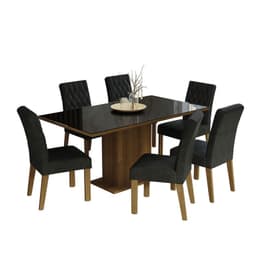 Juego de Comedor Georgia con 6 Sillas Marron/Negro/Oxford 160x90x80 cm