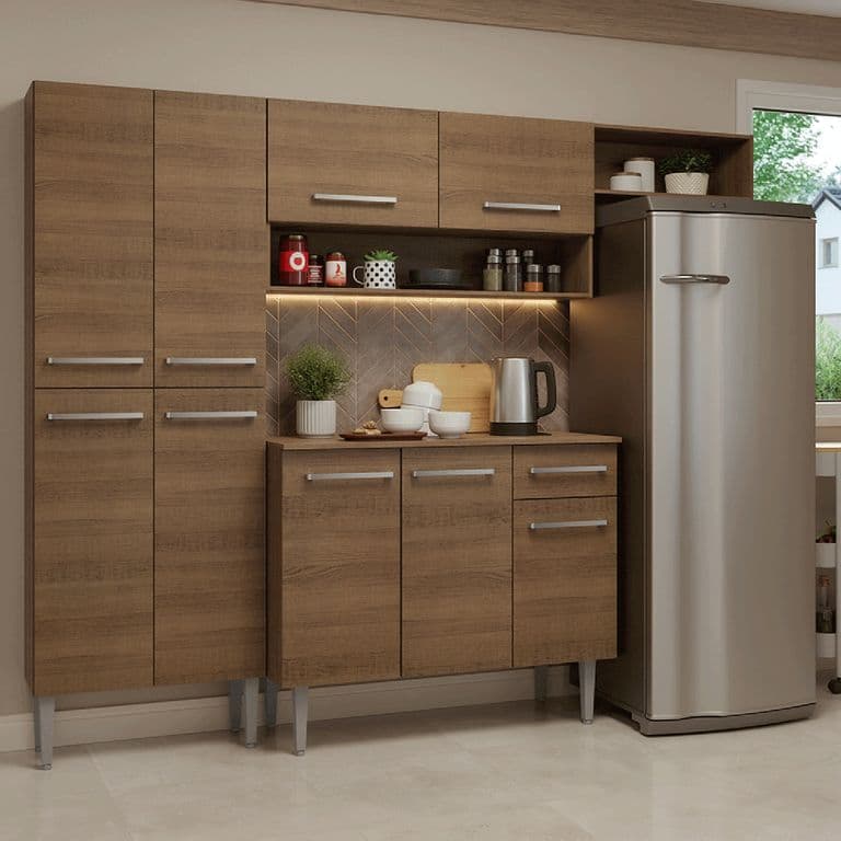 Kit Muebles de Cocina Emilly 229 cm 16 Marron 229x44x186 cm