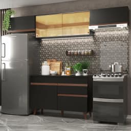 Kit Muebles de Cocina Reims 260 cm 03 Negro 260x52x210 cm