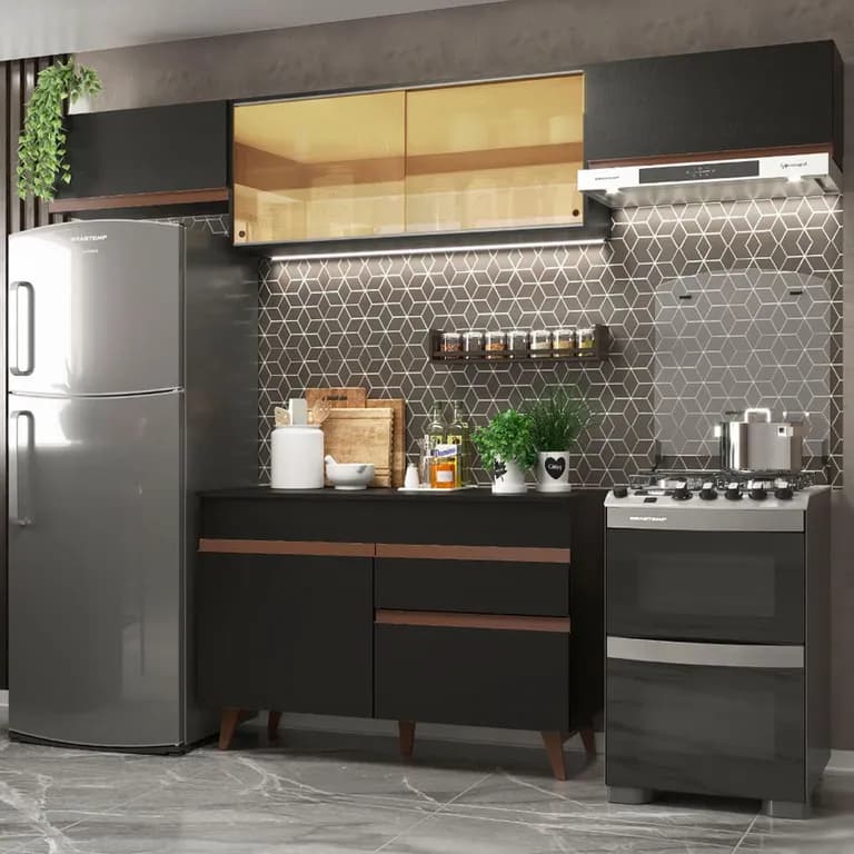 Kit Muebles de Cocina Reims 260 cm 03 Negro 260x52x210 cm