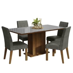 Juego de Comedor Avril con 4 Sillas Marron/Gris/Silver 160x90x80 cm