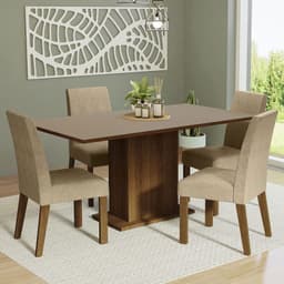 Juego de Comedor Keila con 4 Sillas Marron/Crema/Imperial 160x90x79 cm