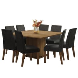 Juego de Comedor Doris con 8 Sillas Marron/Oxford 136x136x77 cm
