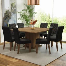 Juego de Comedor Leila con 8 Sillas Marron/Oxford 136x136x77 cm