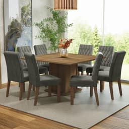 Juego de Comedor Leila con 8 Sillas Marron/Silver 136x136x77 cm