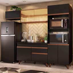 Kit Muebles de Cocina Reims 260 cm Negro/Marron 260x52x210 cm