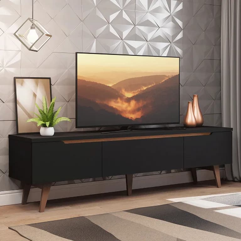 Rack para TV Hasta 75 Pulgadas Reims 180 cm 2 Puertas Negro 180x40x50 cm