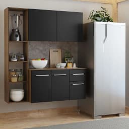 Kit Muebles de Cocina Easy 120 cm Marron/Negro 120x36x136 cm