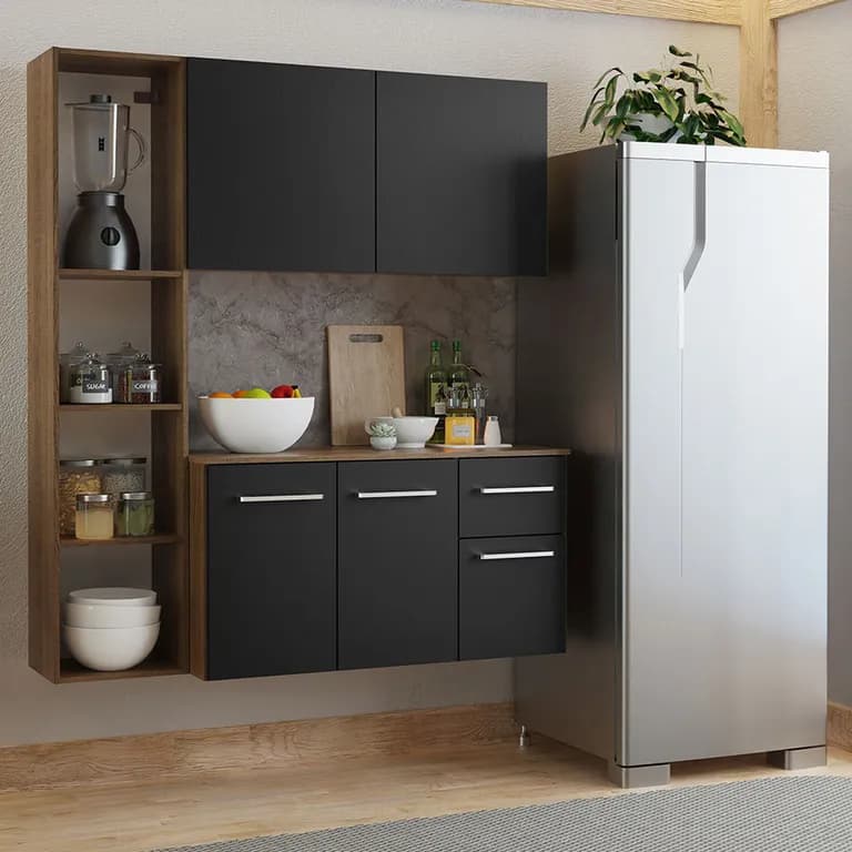 Kit Muebles de Cocina Easy 120 cm Marron/Negro 120x36x136 cm
