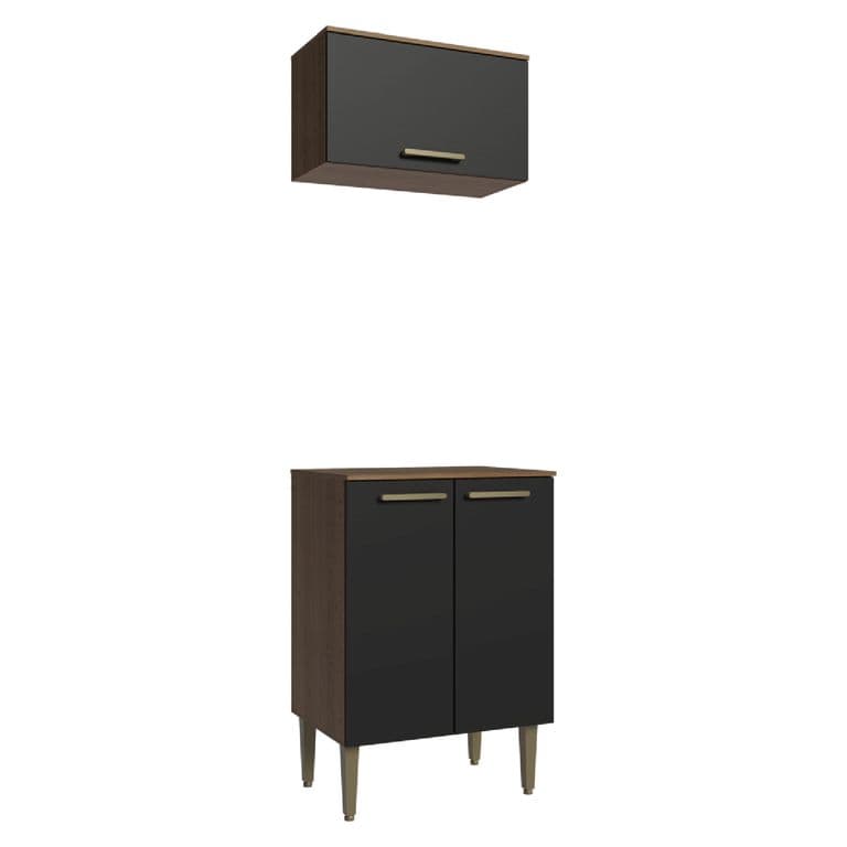 Kit Mueble de Cocina Lille 60 cm Marron/Negro 60x44x205 cm