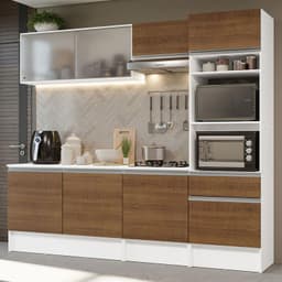 Kit Muebles de Cocina Topazio 240 cm 05 Blanco/Marron 240x52x210 cm