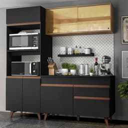 Kit Muebles de Cocina Reims 190 cm 02 Negro/Marron 190x52x210 cm