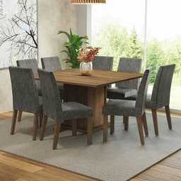 Juego de Comedor Doris con 8 Sillas Marron/Silver 136x136x77 cm