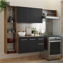 Kit Muebles de Cocina Easy 180 cm Marron/Negro 180x36x136 cm