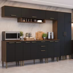 Kit Muebles de Cocina Lille 305 cm Marron/Negro 305x44x205 cm