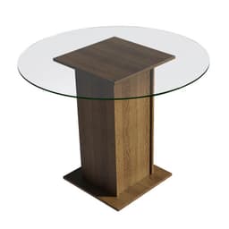 Mesa de Comedor 5324 Cubierta de Vidrio Redonda Marron 90x90x76 cm