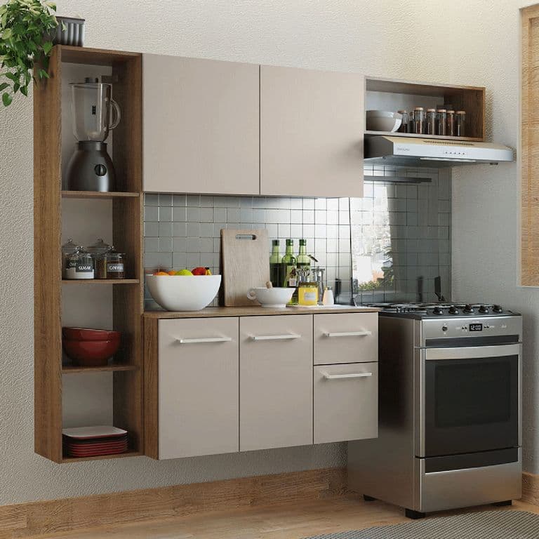 Kit Muebles de Cocina Easy 180 cm Marron/Crema 180x36x136 cm