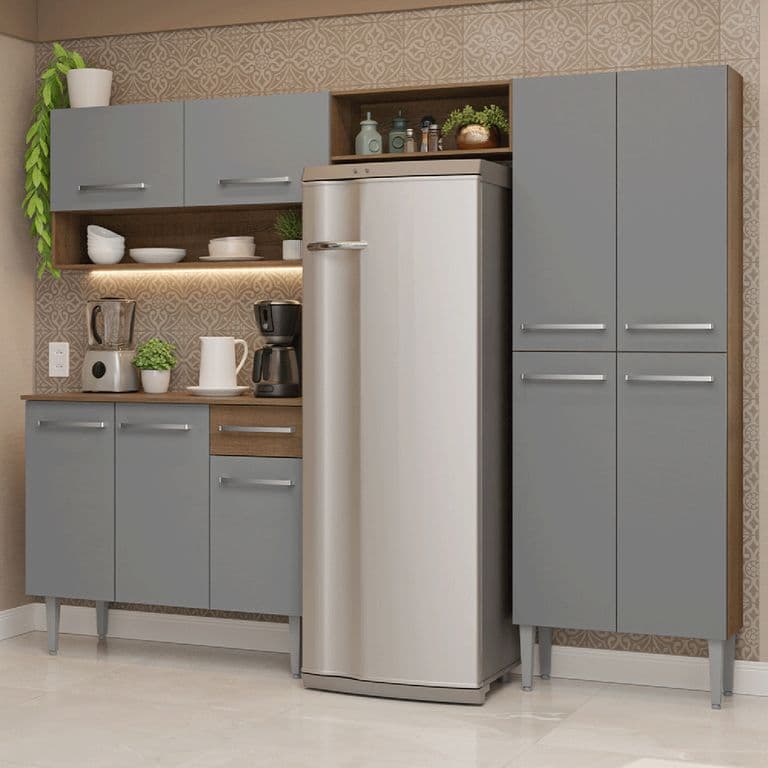 Kit Muebles de Cocina Emilly 229 cm 17 Marron/Gris 229x44x186 cm