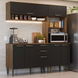 Kit Muebles de Cocina Lille 165 cm Marron/Negro 165x44x205 cm
