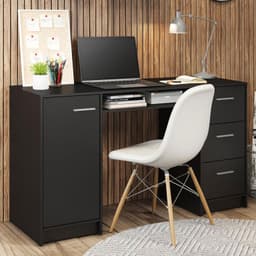 Escritorio Alaska 1 Puerta 3 Cajones Negro 136x45x77 cm
