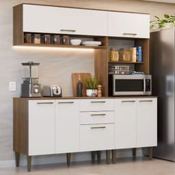 Kit Muebles de Cocina Lille 165 cm Marron/Blanco 165x44x205 cm