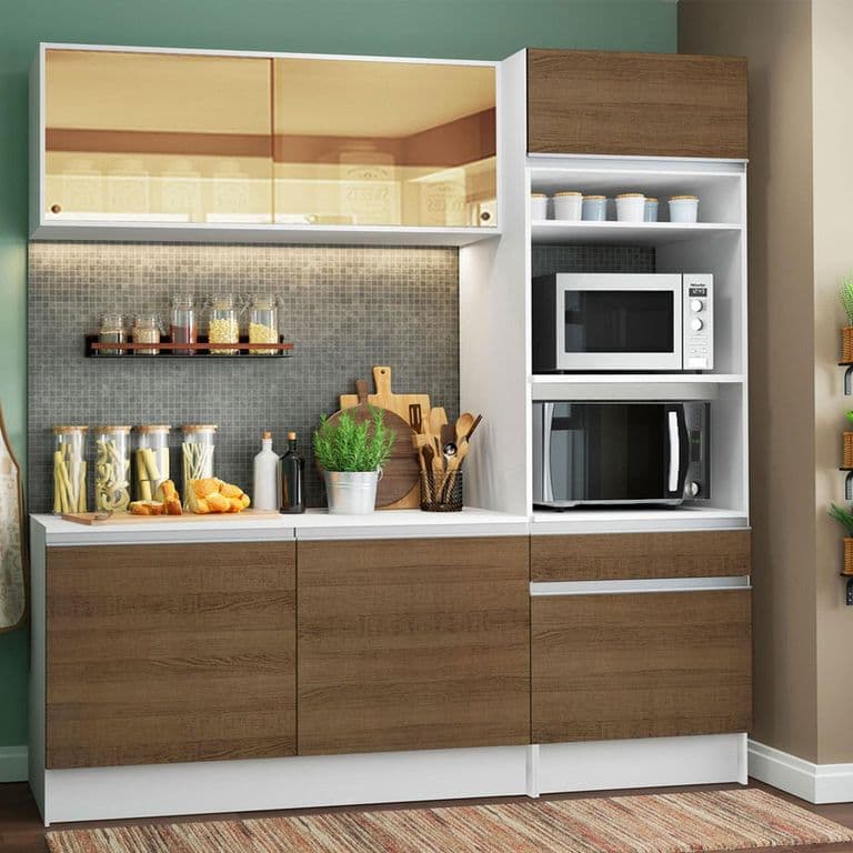 Kit Muebles de Cocina Diamante Pop 180 cm Blanco/Marron 180x52x210 cm