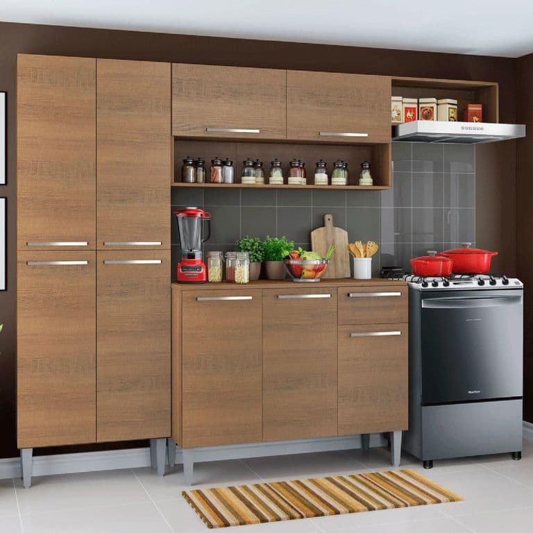 Kit Muebles de Cocina Emilly Top 229 cm Marron 229x44x186 cm