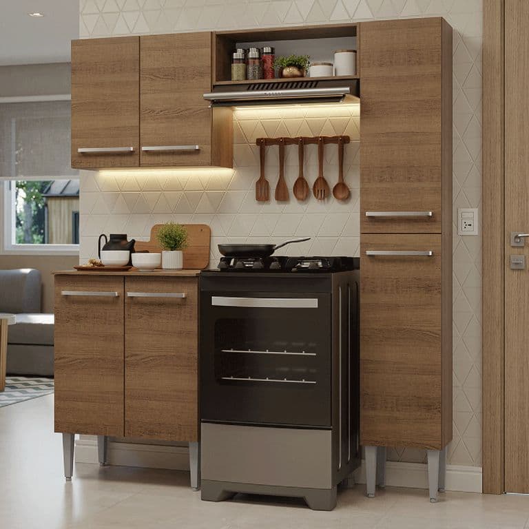 Kit Muebles de Cocina Emilly 156 cm 02 Marron 156x44x186 cm