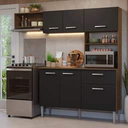 Kit Muebles de Cocina Aura 196 cm Marron/Negro 196x42x187 cm