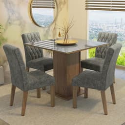 Juego de Comedor Anaju con 4 Sillas Marron/Gris/Silver 90x90x78 cm