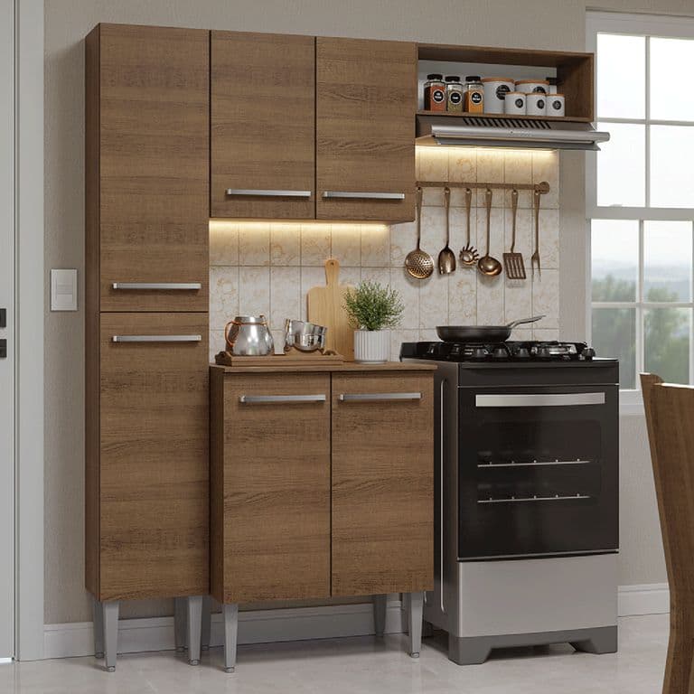 Kit Muebles de Cocina Emilly 156 cm 01 Marron 156x44x186 cm